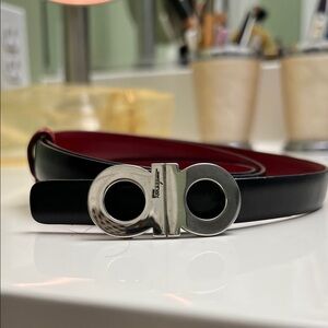 Salvatore Ferragamo Black and Red Women's Belt
